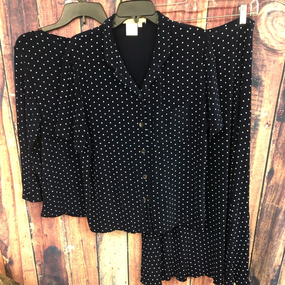 NORM THOMPSON NAVY POLKA DOT‎ 3 PC OUTFIT